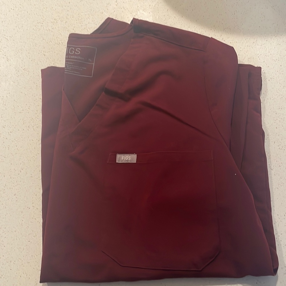 XL Figs Burgundy Catarina One-Pocket Scrub Top